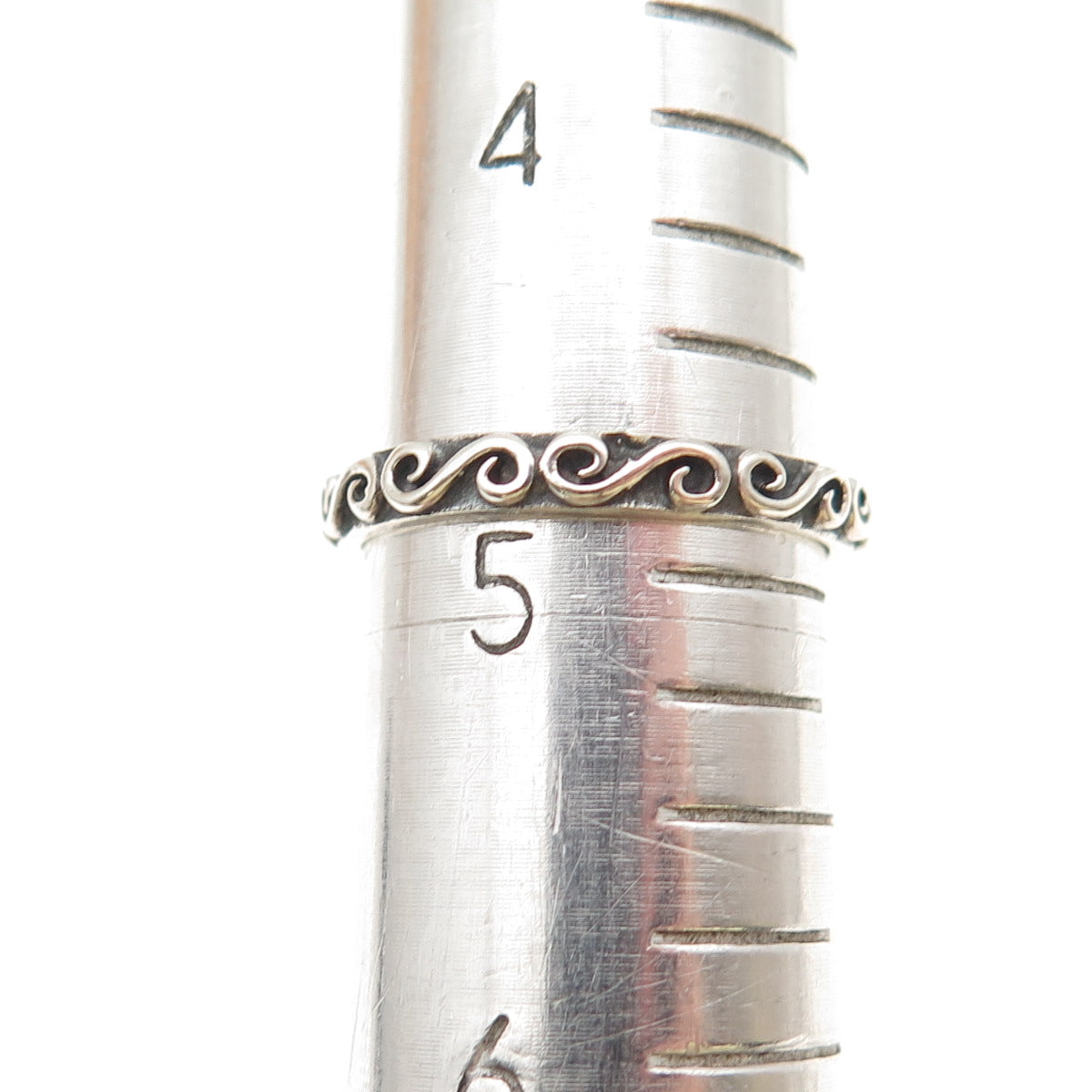 925 Sterling Silver Vintage Swirl Oxidized Stackable Band Ring Size 5