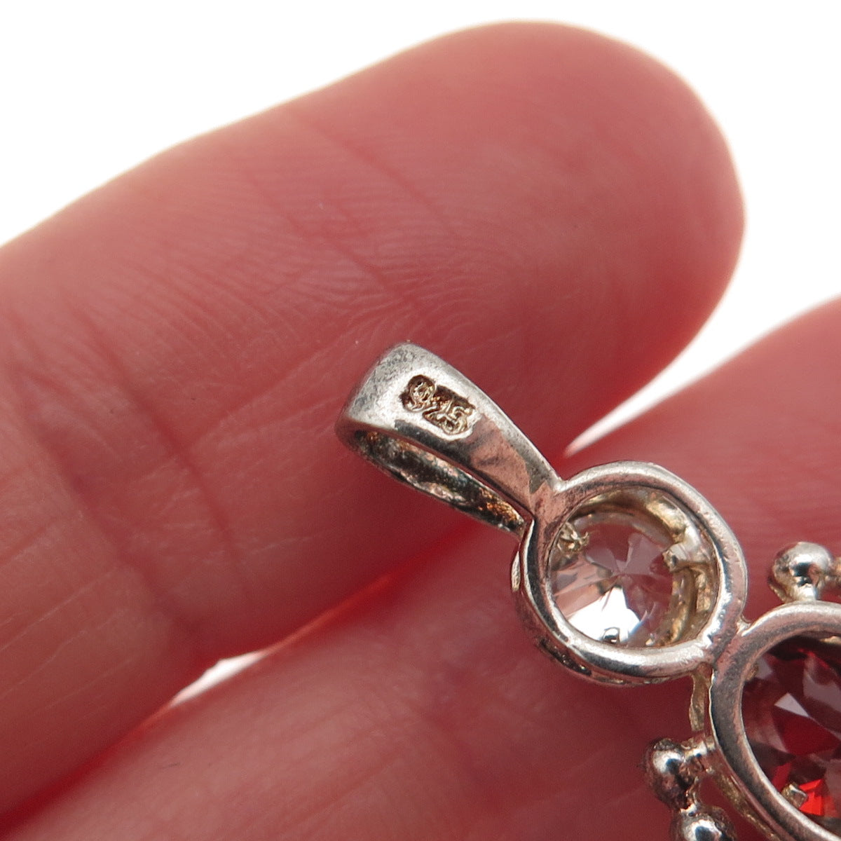 925 Sterling Silver Real Garnet & C Z January Birthstone Boy Articulated Pendant