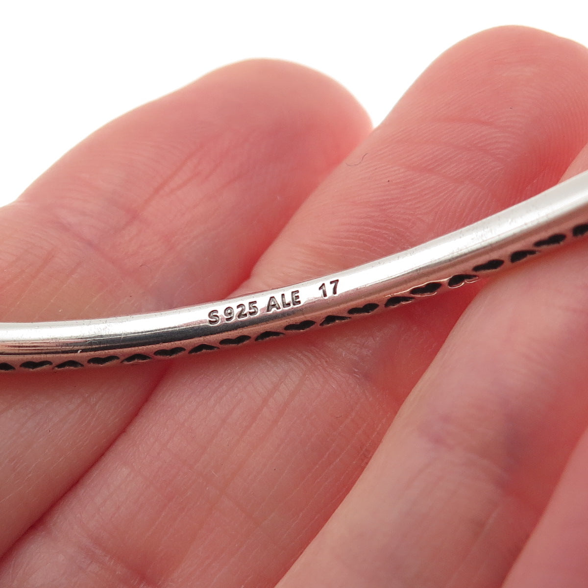 Pandora 925 Sterling Silver Round-Cut C Z Bangle Bracelet 6.5"