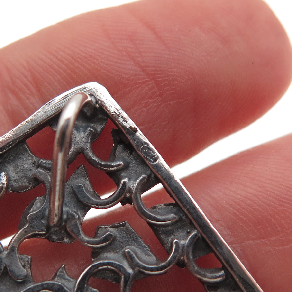 925 Sterling Silver Vintage Israel Real Carnelian Modernist Slide Pendant