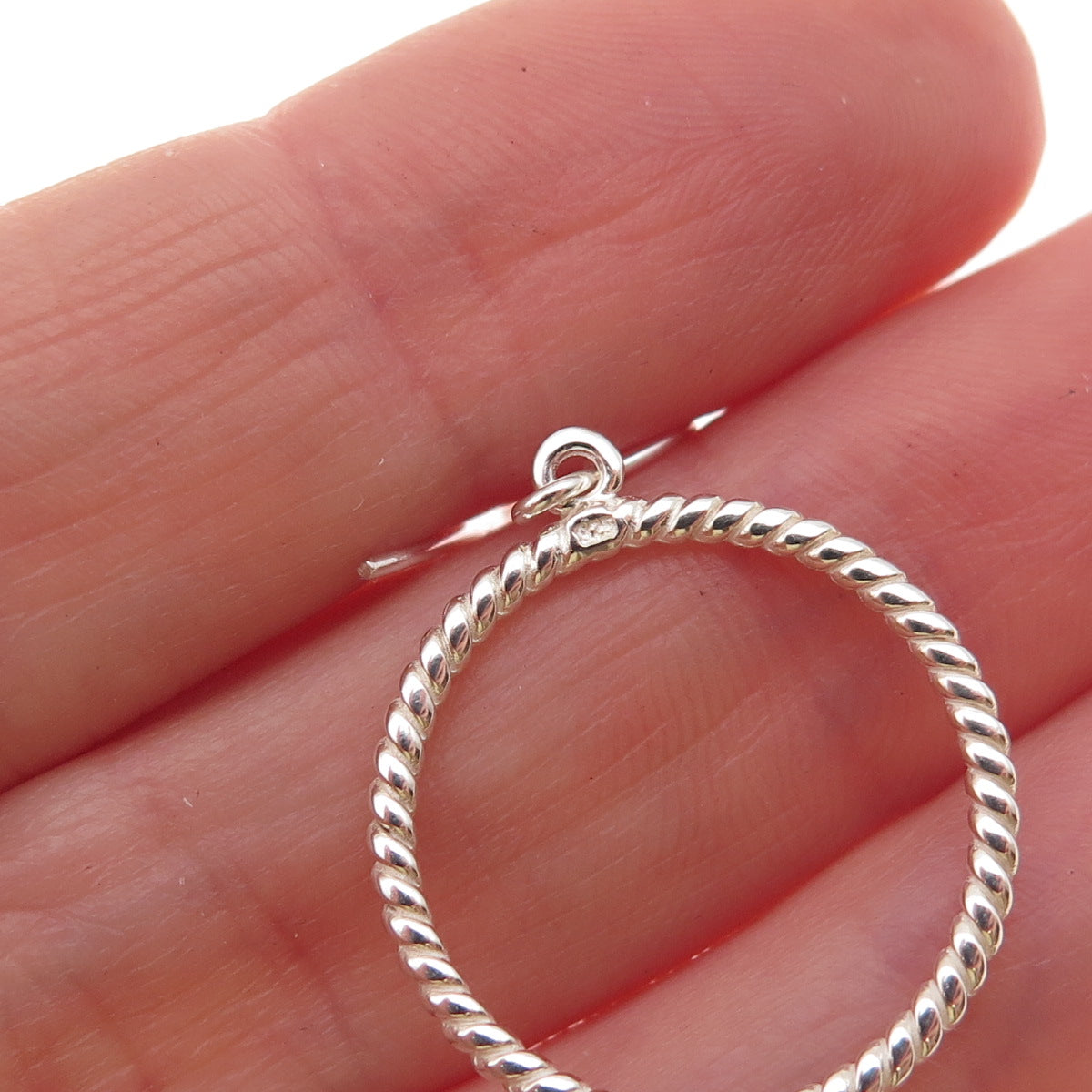 925 Sterling Silver Twisted Circle Dangle Earrings