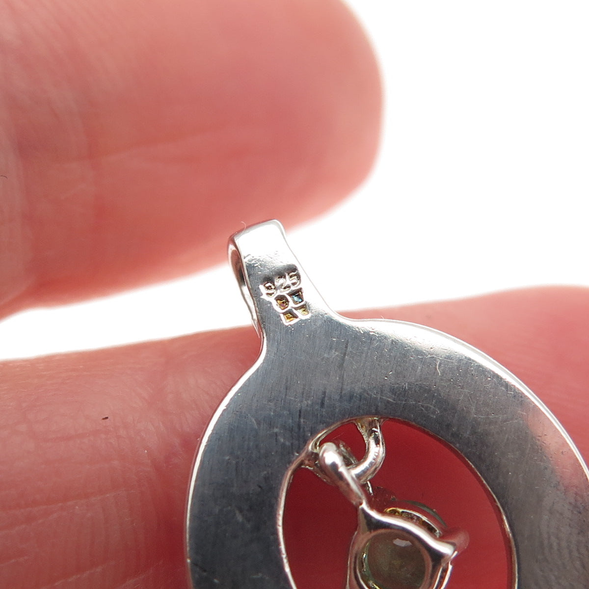925 Sterling Silver Vintage Real Emerald Loving Charming Friendly Charm Pendant