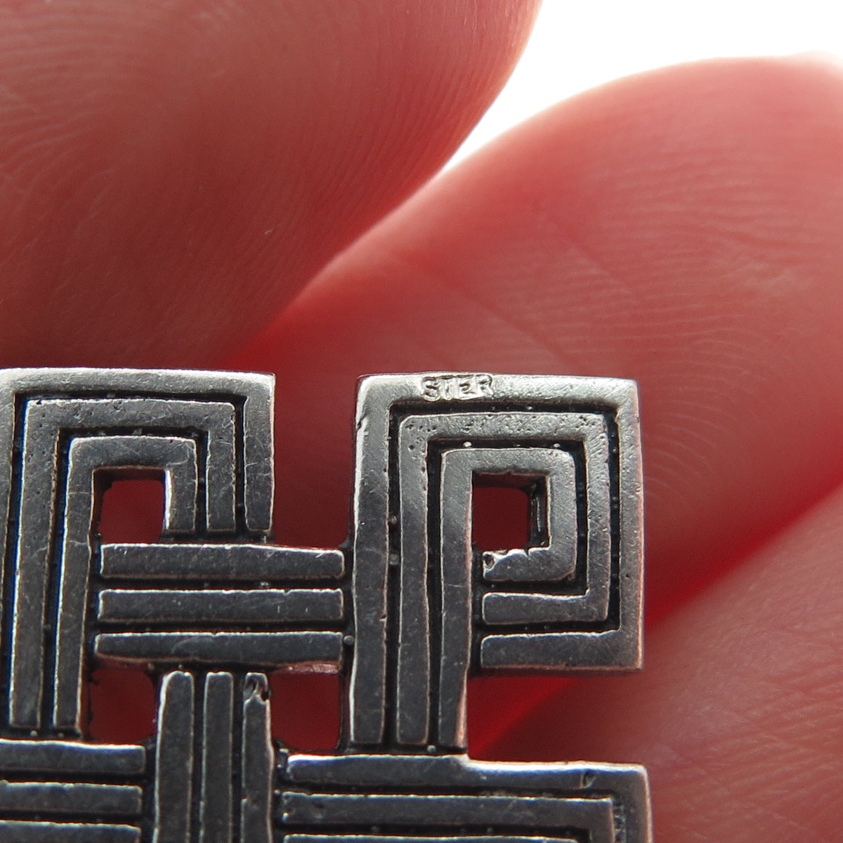 925 Sterling Silver Vintage Endless Knot Dangle Hook Earrings