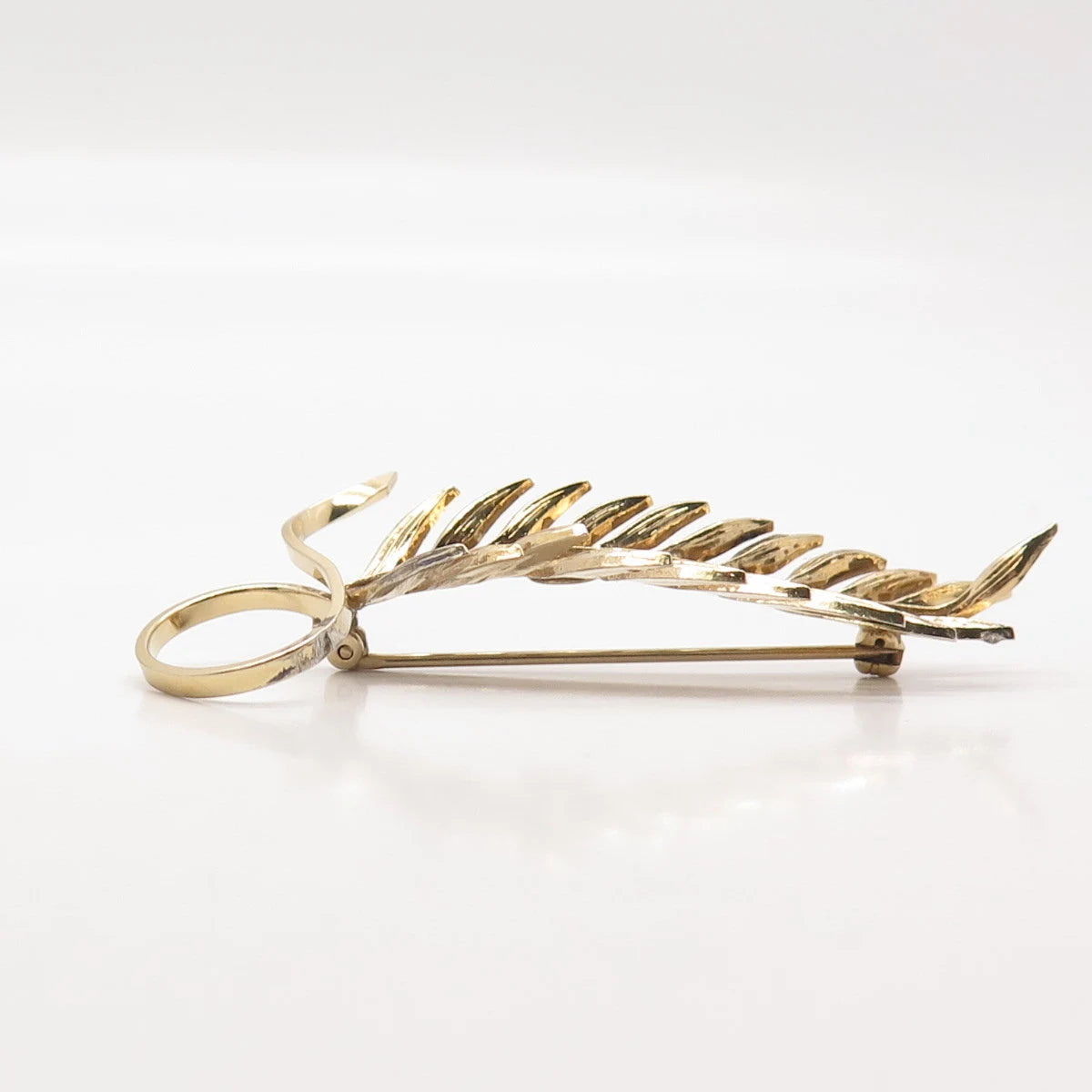 925 Sterling Silver Gold Plated Vintage Wells Leaf Pin Brooch
