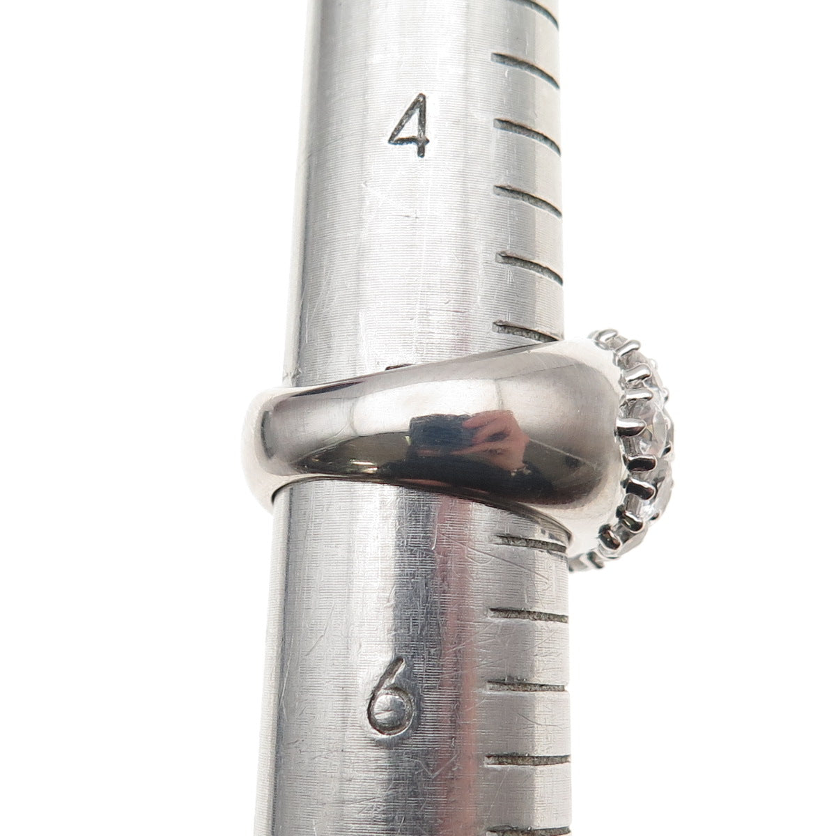 925 Sterling Silver Real Round-Cut White Topaz Dome Ring Size 5.5