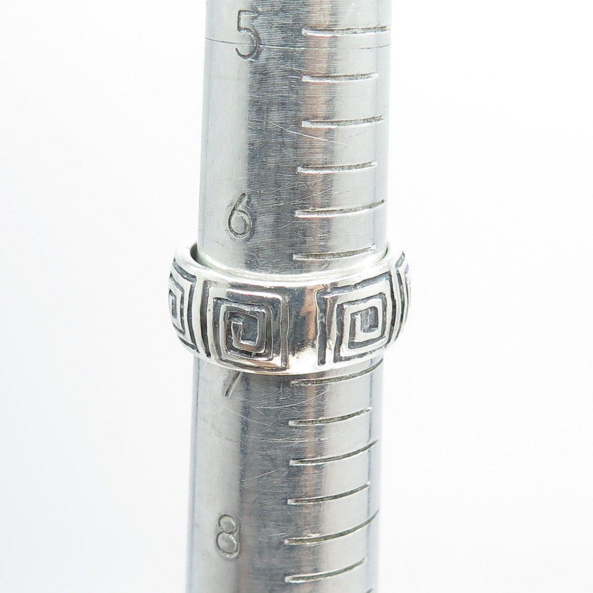 925 Sterling Silver Vintage Greek Maze Spiral Band Ring Size 7