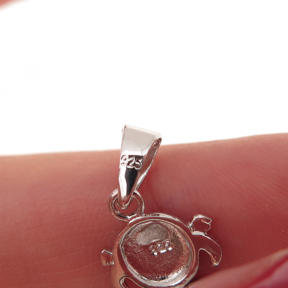 925 Sterling Silver Round-Cut C Z Girl Articulated Charm Pendant