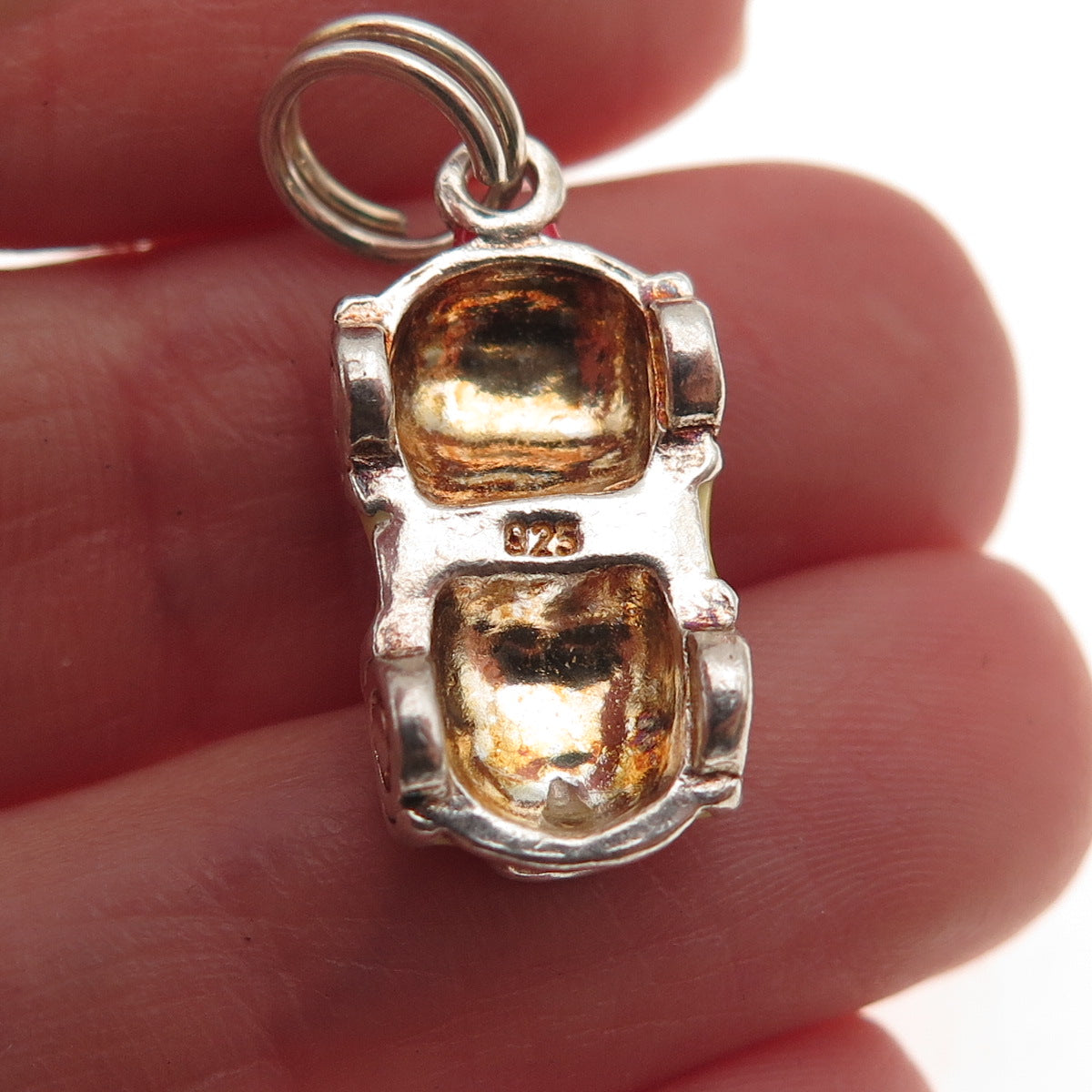 925 Sterling Silver Vintage Enamel Sport Car 3D Charm Pendant