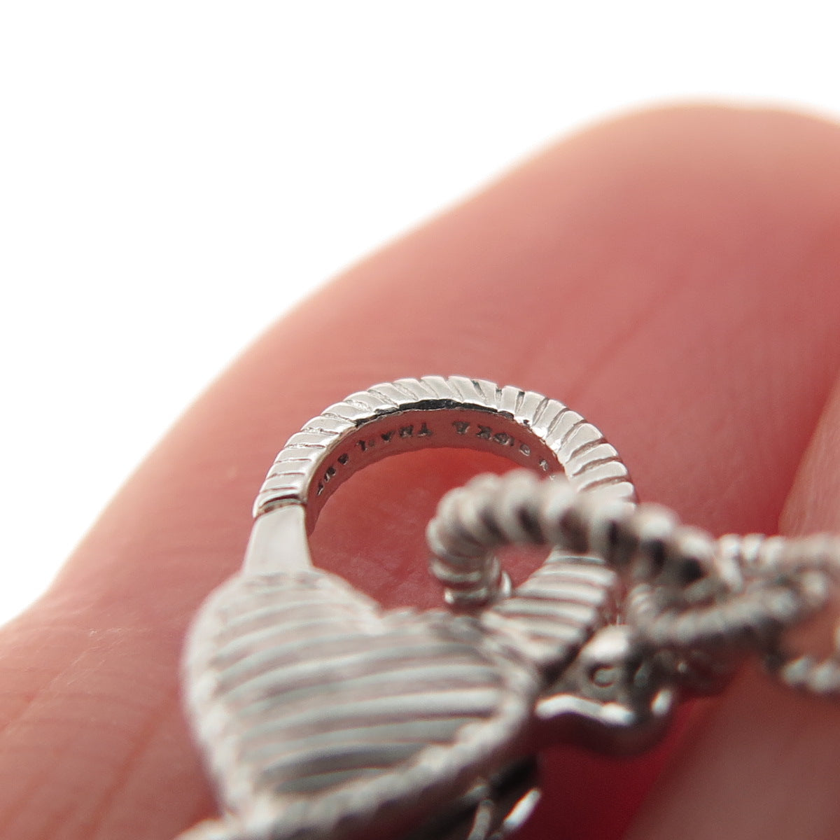 JUDITH RIPKA Sterling Silver Multi-Color C Z Heart Station Chain Necklace 36"