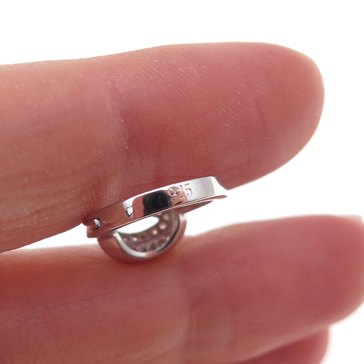 925 Sterling Silver Round-Cut C Z Hoop Earrings