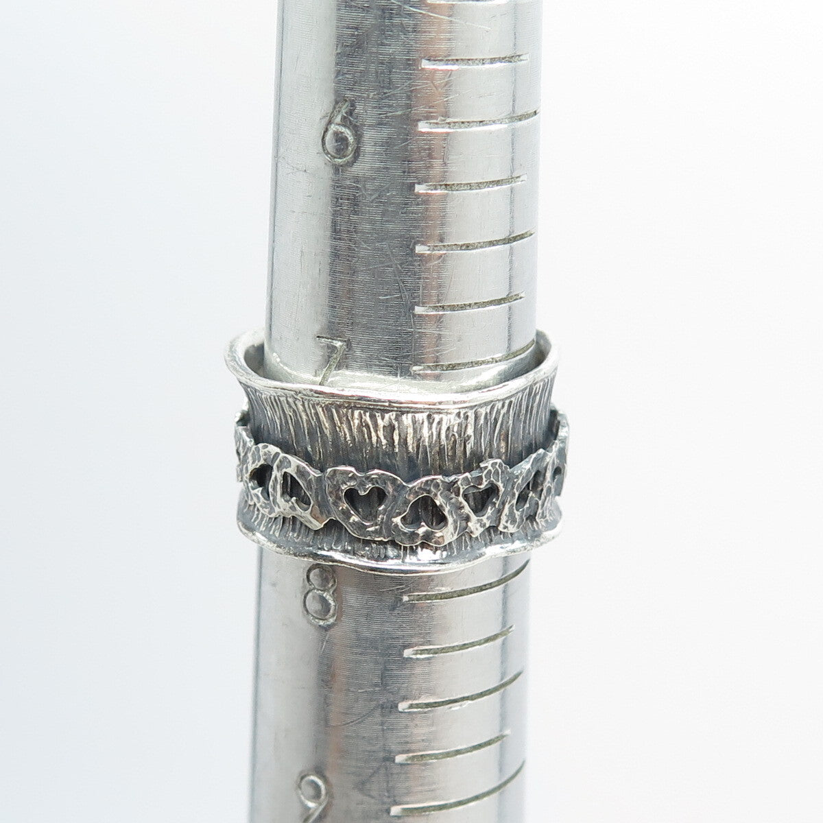 925 Sterling Silver Vintage Textured Modernist Ring Size 8