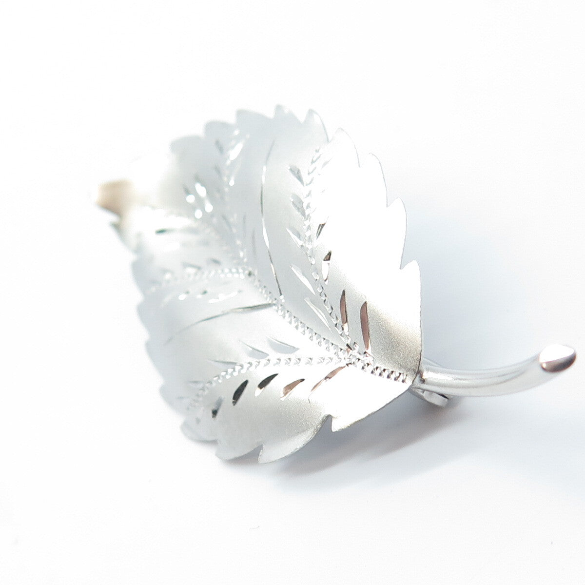 CHARLES REIS 925 Sterling Silver Antique Art Deco Leaf Floral Pin Brooch