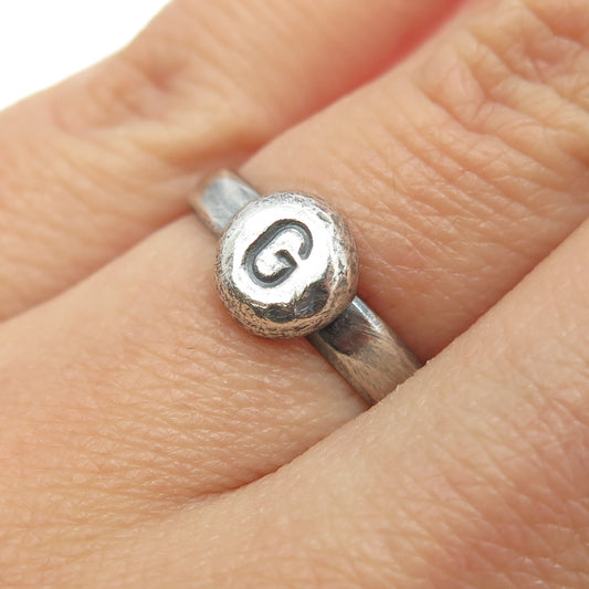 925 Sterling Silver Vintage Letter "G" Initial Ring Size 6.25