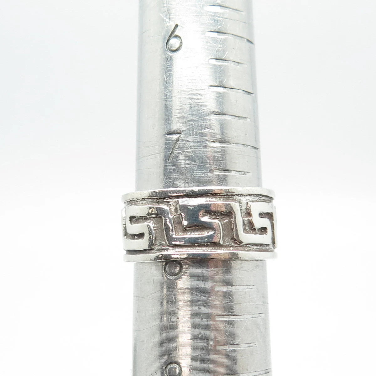 925 Sterling Silver Vintage Greek Maze Band Ring Size 8
