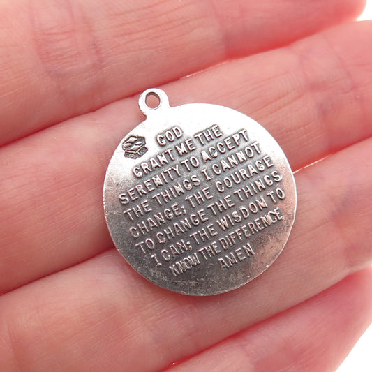 925 Sterling Silver Antique Art Deco Prayer Hands Oxidized Charm Pendant