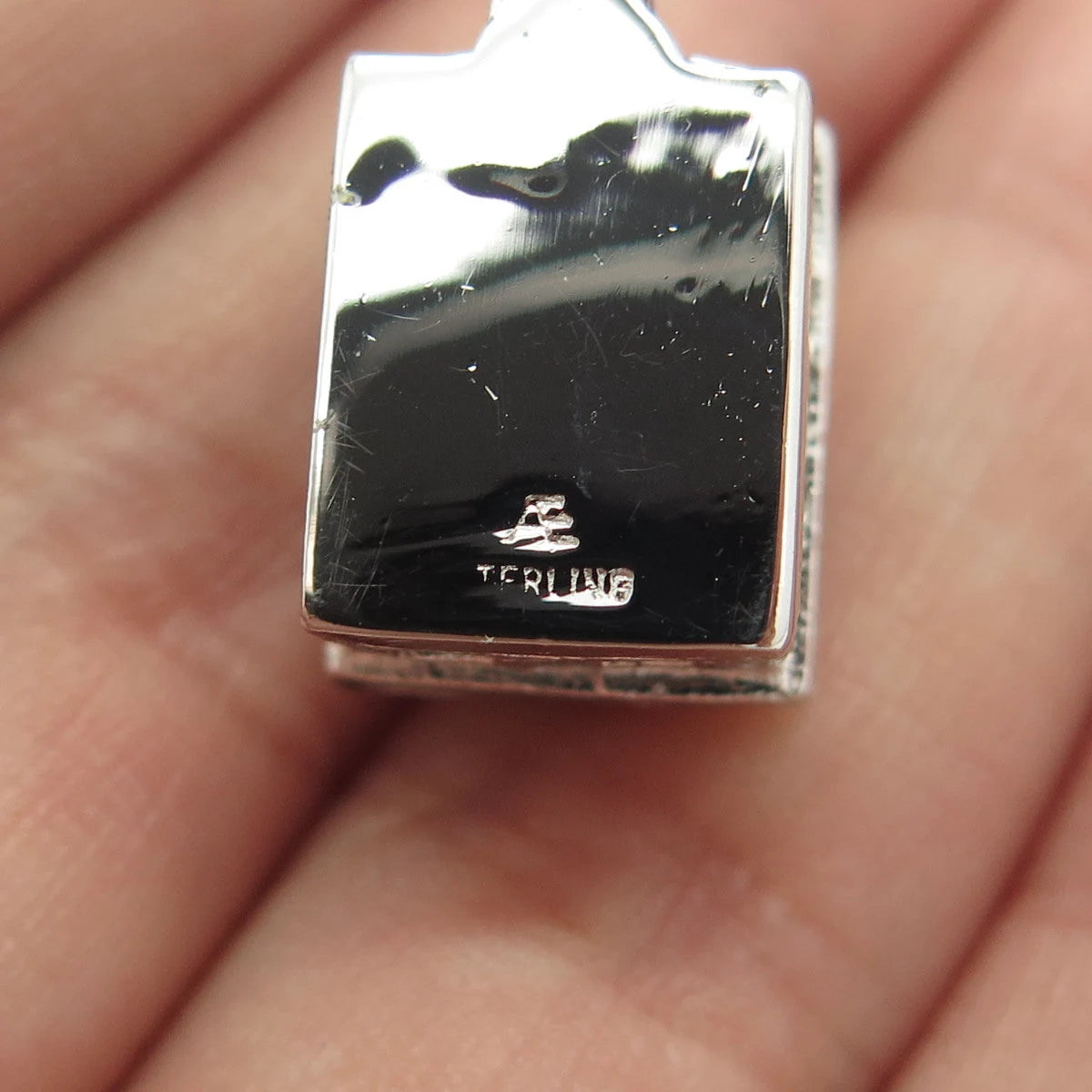 925 Sterling Silver Antique Art Deco Enamel Old House Charm Pendant