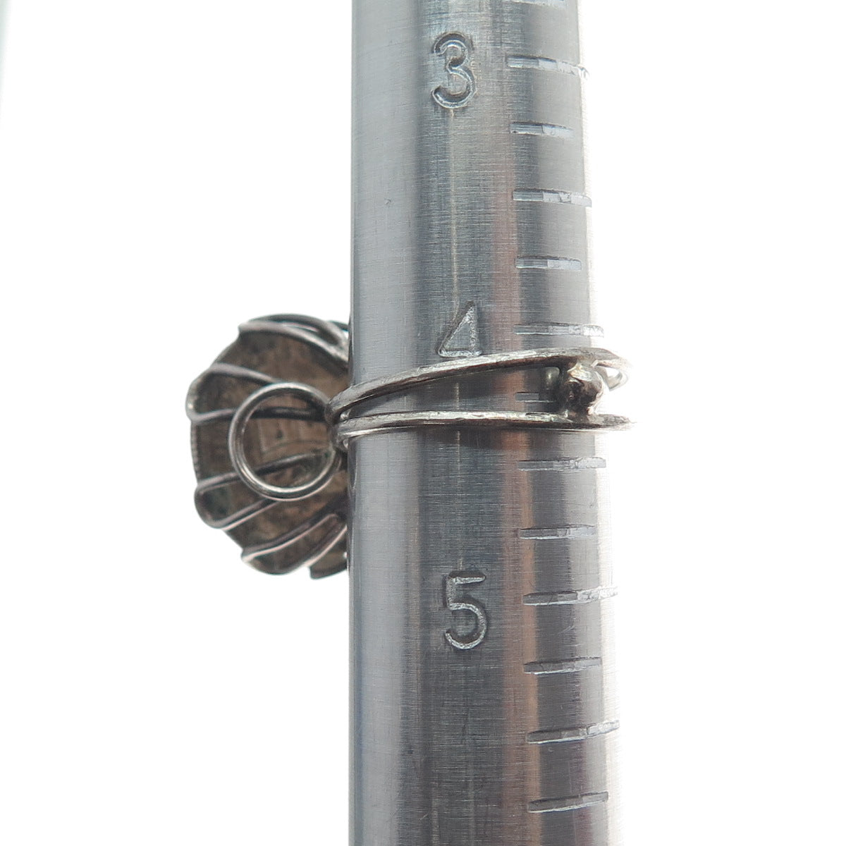 835 Silver Antique 1874-1876 Venezuela 5 Centavos Coin Oxidized Ring Size 4.5