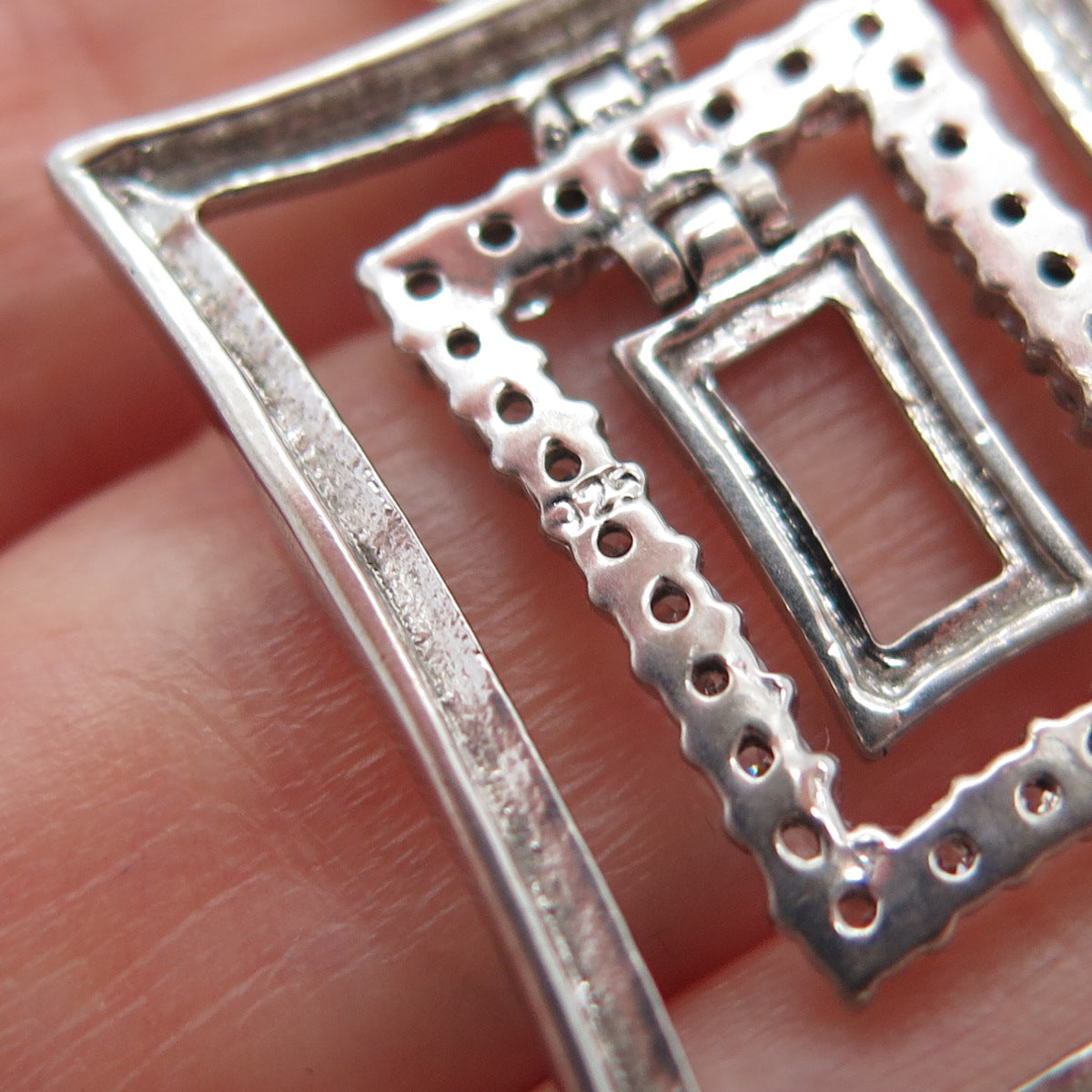 925 Sterling Silver Round-Cut C Z Modernist Multi-Frame Charm Pendant