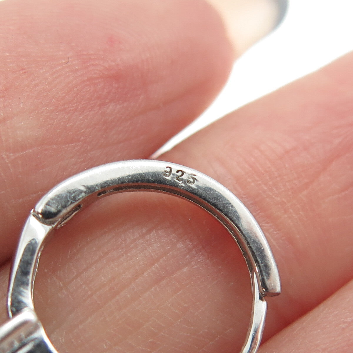 925 Sterling Silver Princess-Cut Pink C Z Hoop Earrings
