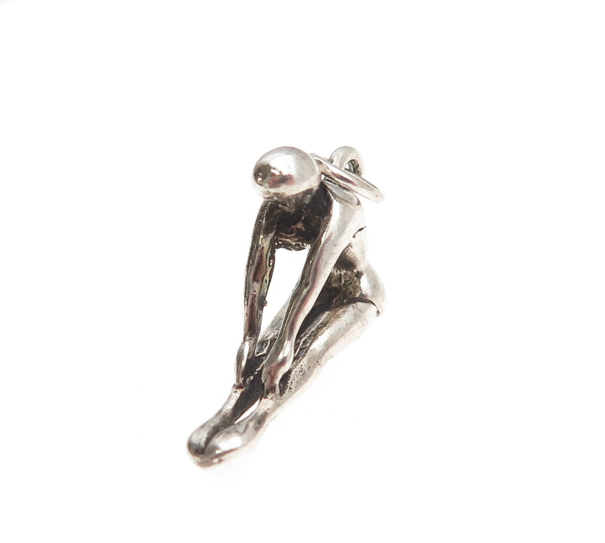 925 Sterling Silver Vintage Female Diving Oxidized 3D Mini Charm Pendant