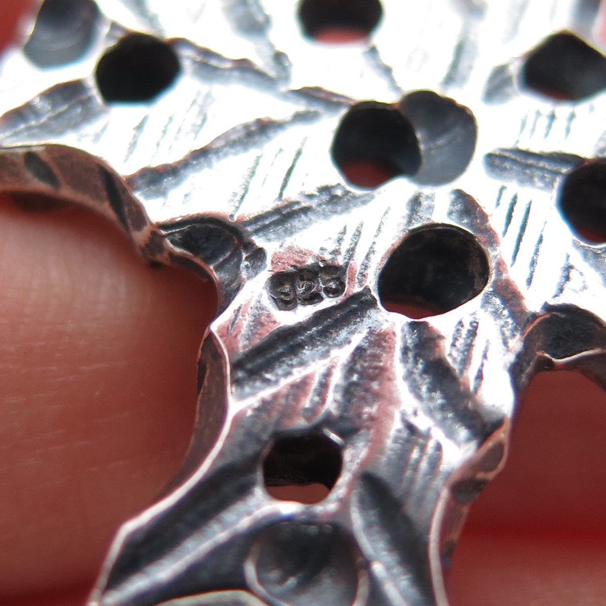 925 Sterling Silver Vintage Modernist Cross Oxidized Charm Pendant