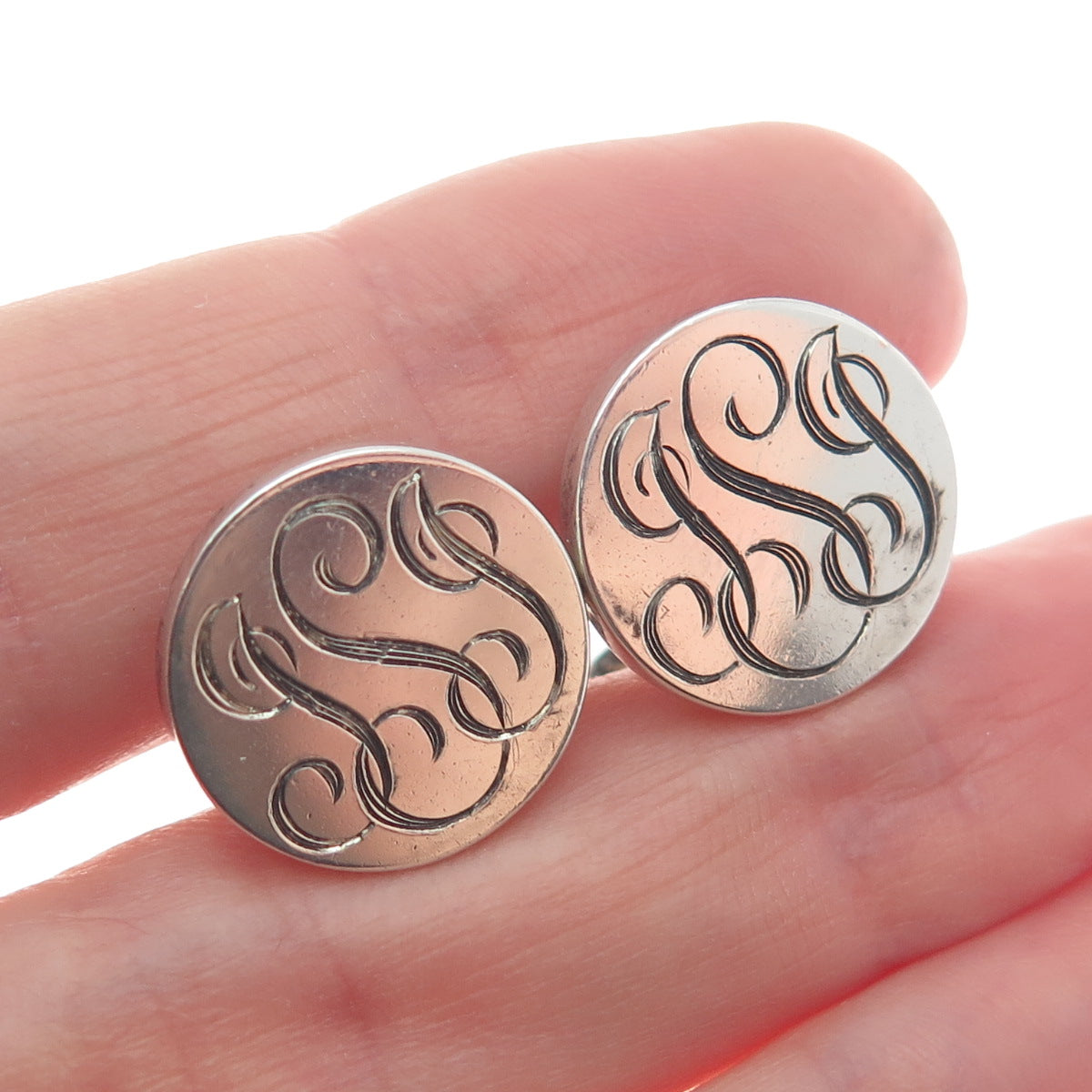 RALPH LAUREN 925 Sterling Silver Antique Birmingham "JSJ" Signet Cufflinks