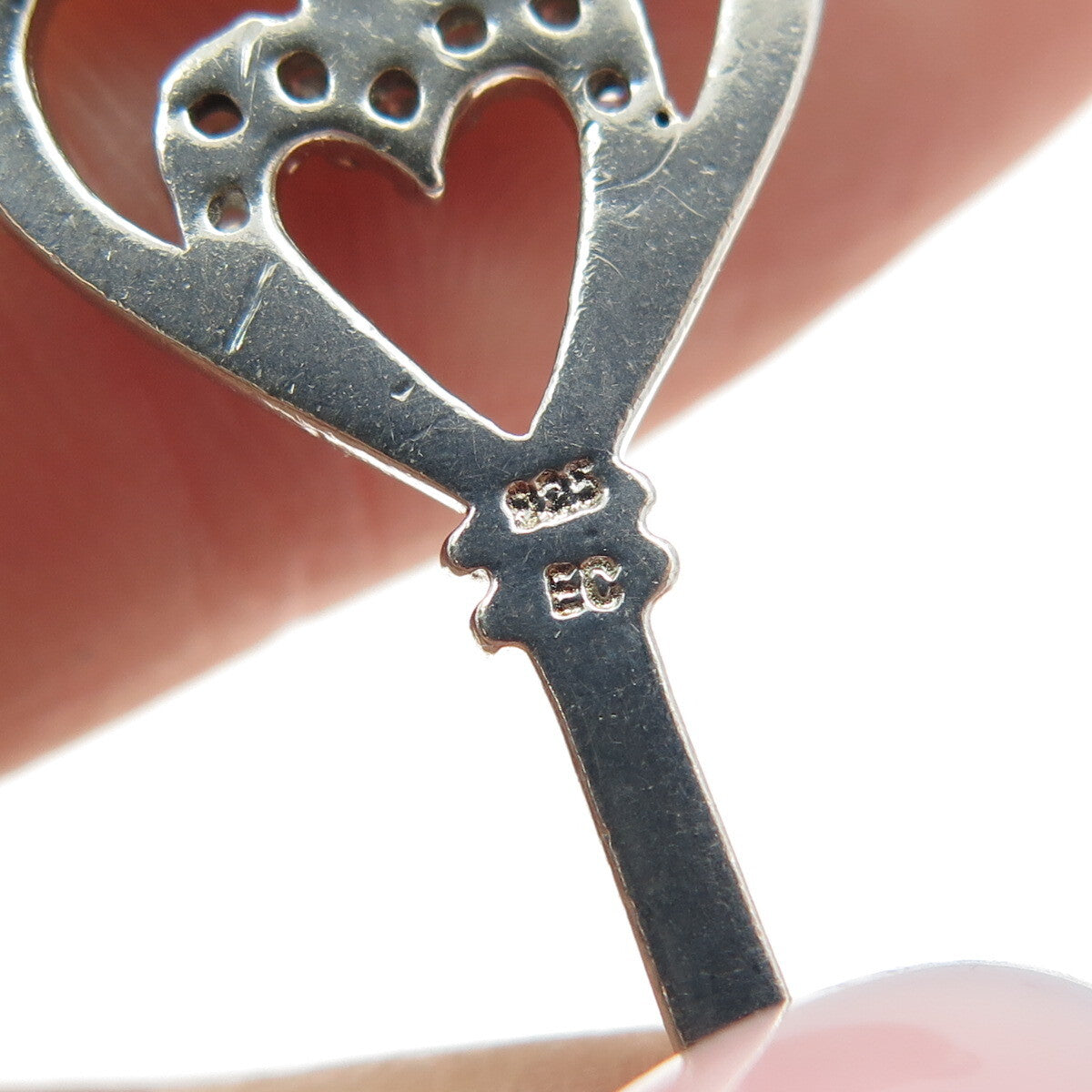 925 Sterling Silver C Z Key Pendant