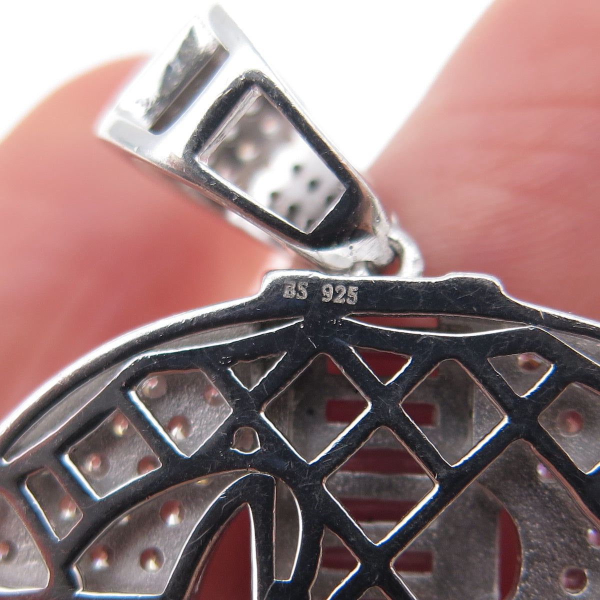 925 Sterling Silver Round & Baguette-Cut Dollar Sign Charm Pendant
