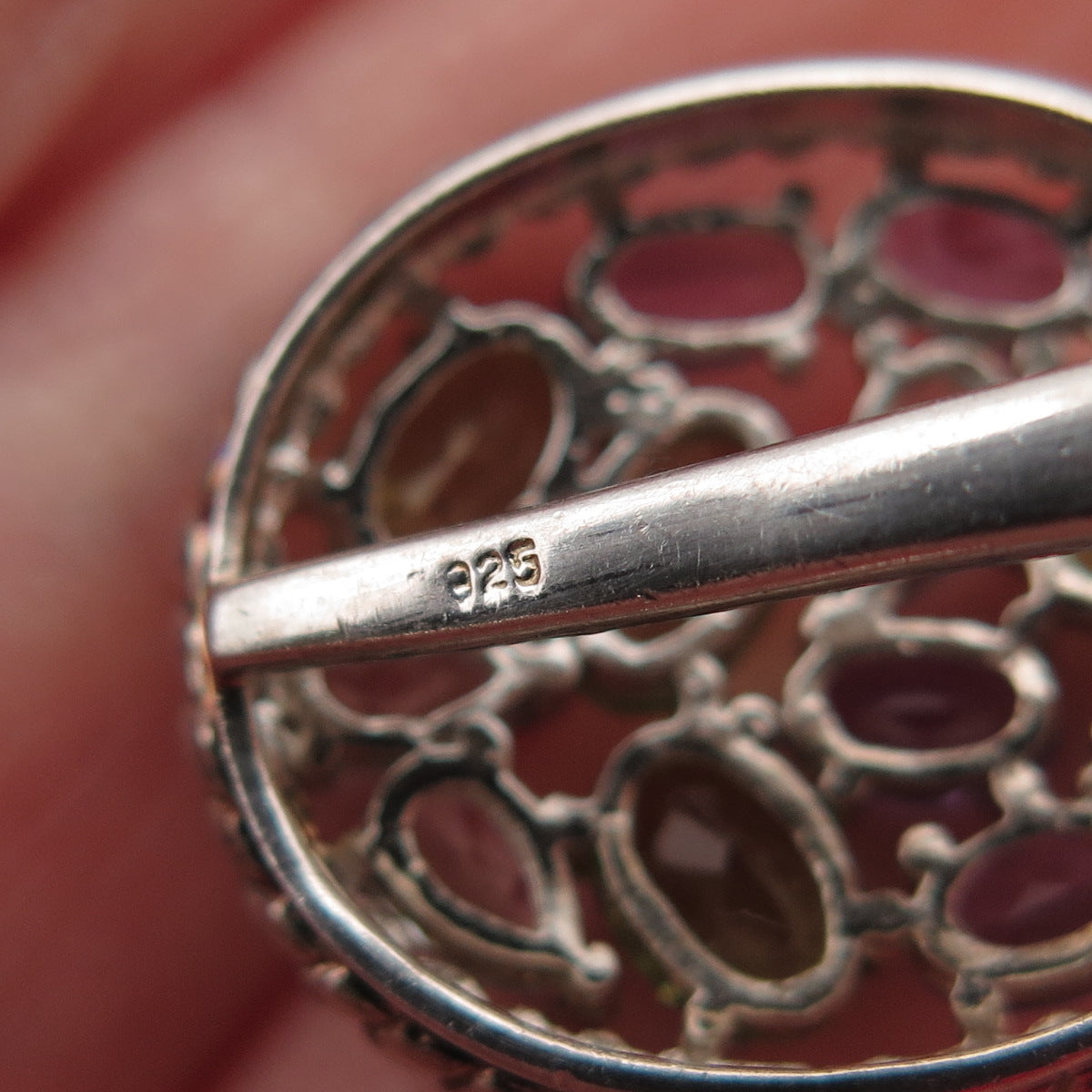 925 Sterling Silver Real Blue Topaz Peridot Amethyst Cluster Slide Mini Pendant