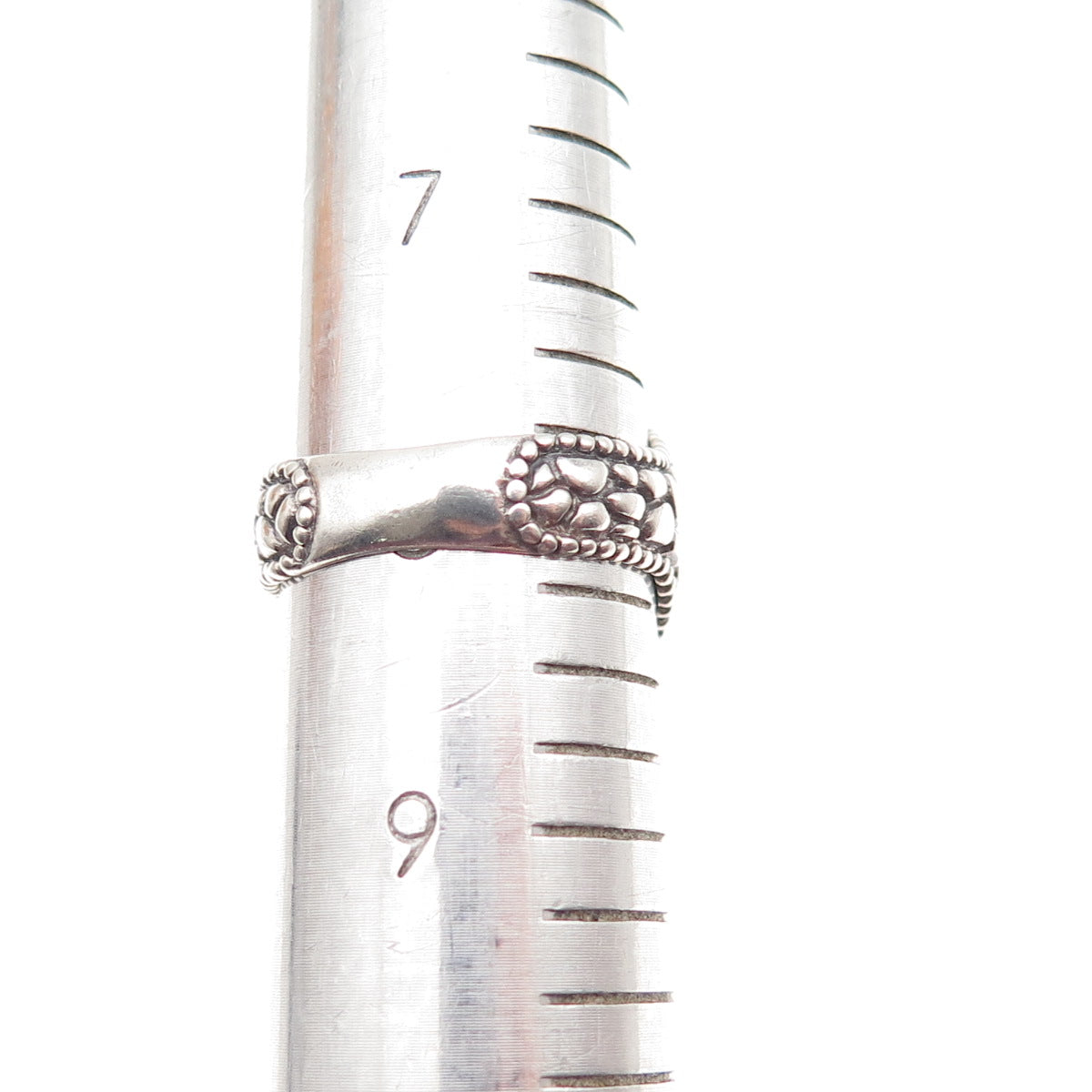 SARDA 925 Sterling Silver Vintage Cross Granulated Oxidized Ring Size 8.25