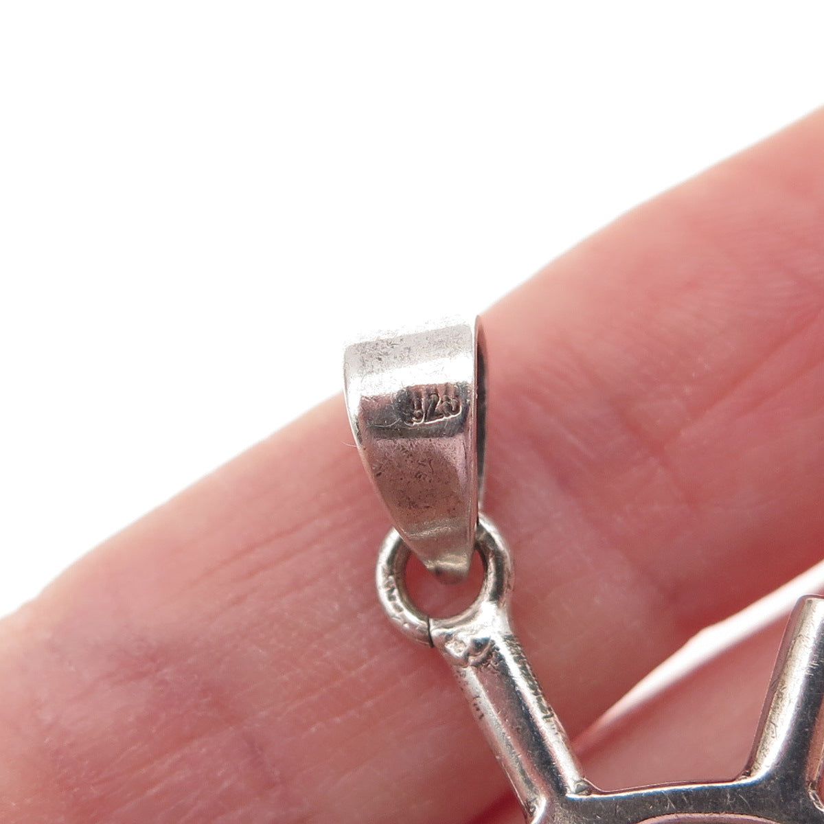 925 Sterling Silver Vintage Real Smoky Quartz Ship Wheel Charm Pendant
