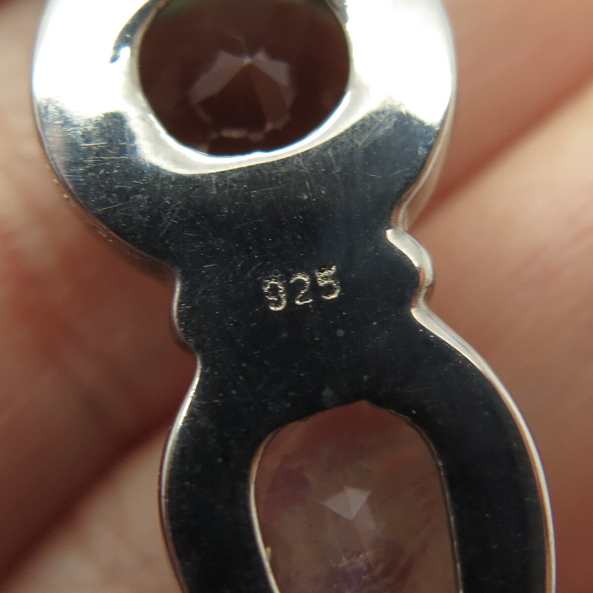 925 Sterling Silver Vintage Real Green Purple Amethyst Iolite Moonstone Pendant