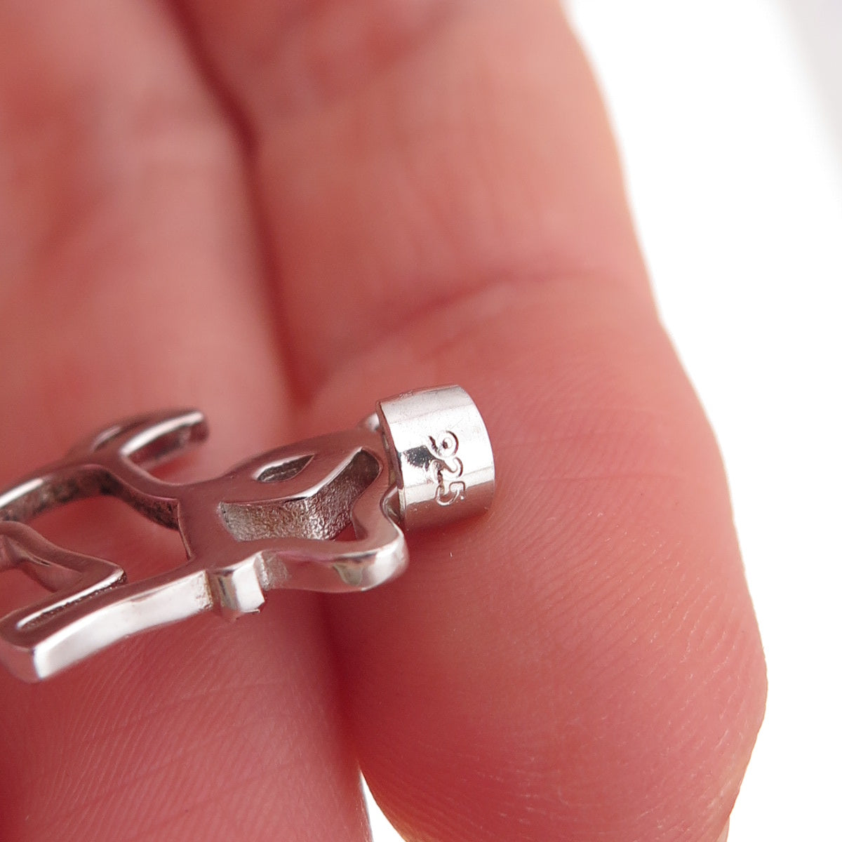 925 Sterling Silver Round-Cut C Z Dog Charm Pendant