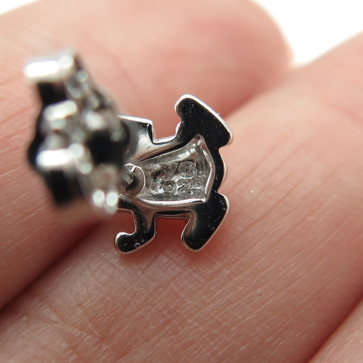 925 Sterling Silver Frog For Good Luck Stud Earrings