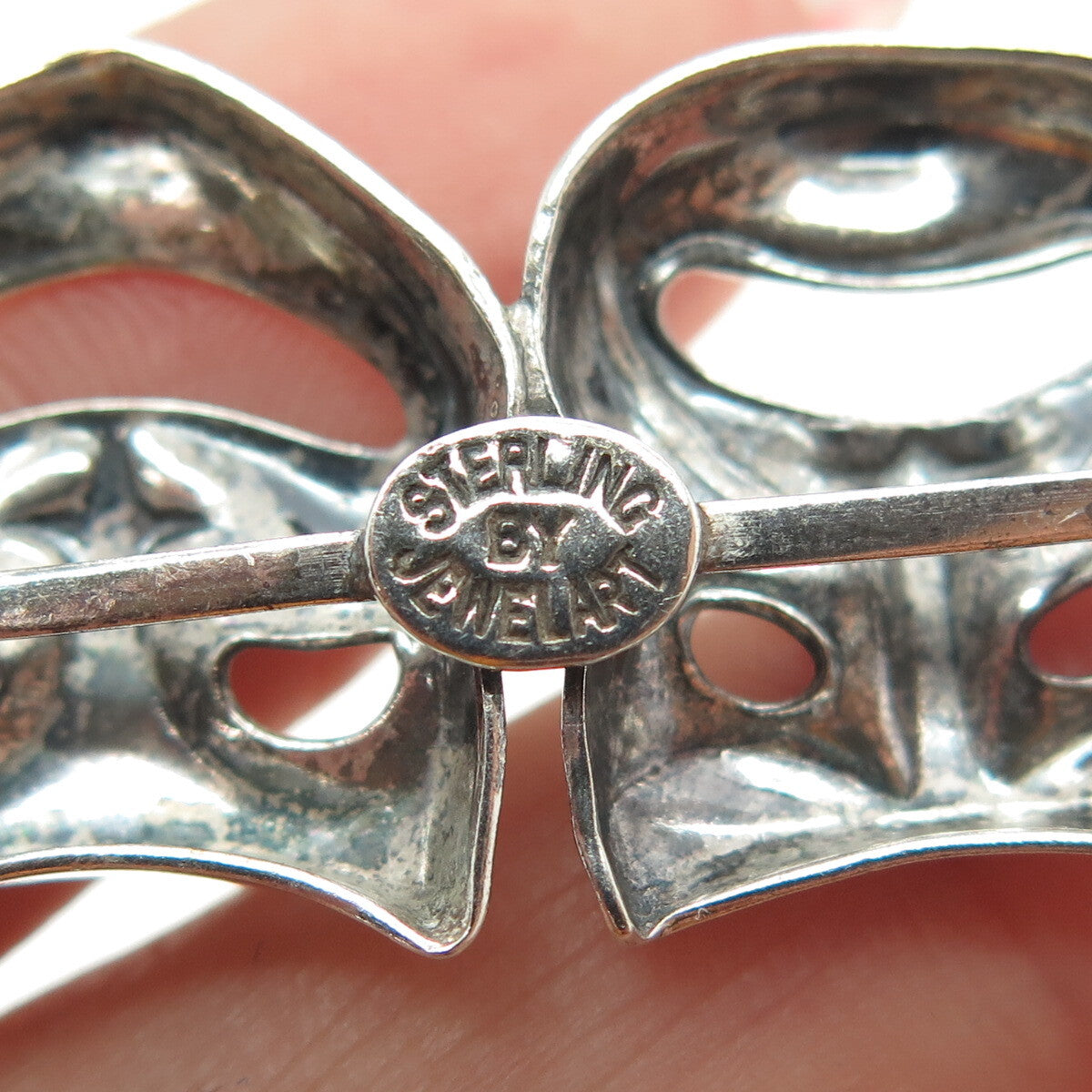 JEWELART 925 Sterling Silver Antique Sock & Buskin Tragedy Comedy Masks Brooch