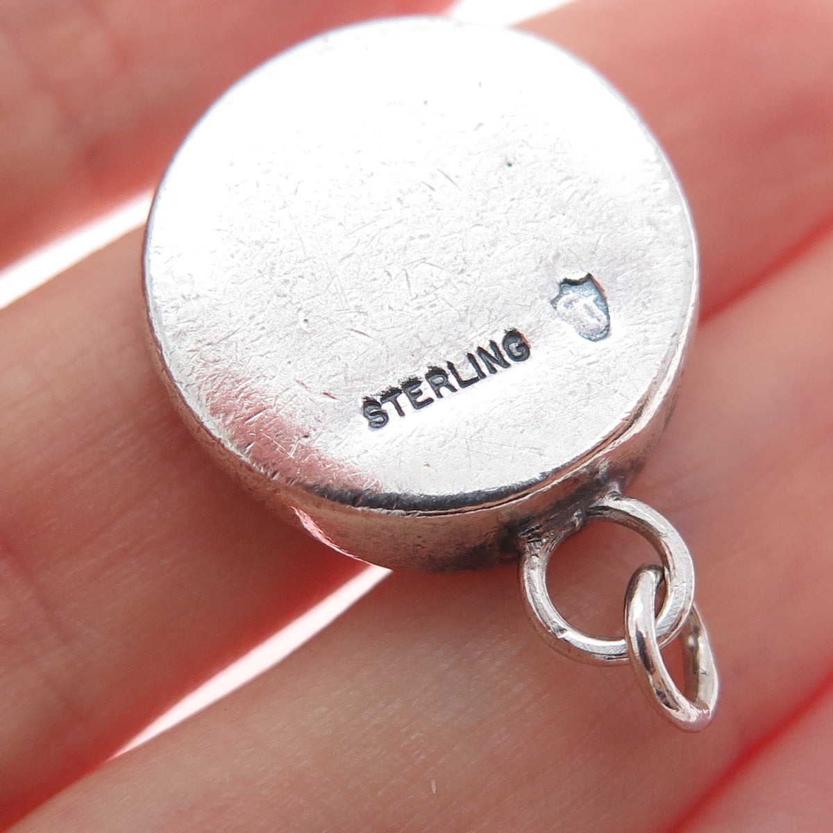925 Sterling Silver Vintage Modernist Hourglass Oxidized Charm Pendant