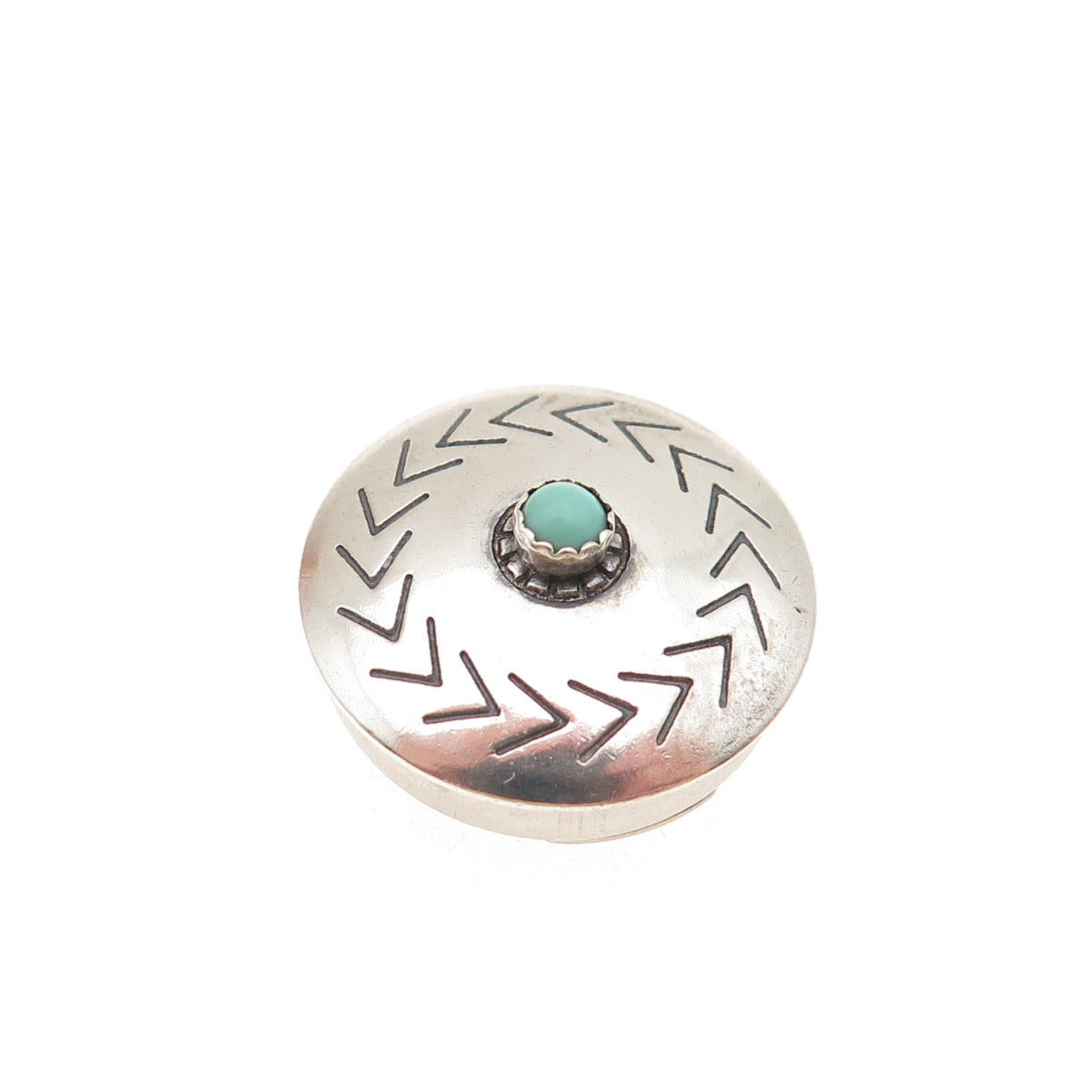 Old Pawn Sterling Silver Vintage Turquoise Snake Eye Concho Tribal Clip Button