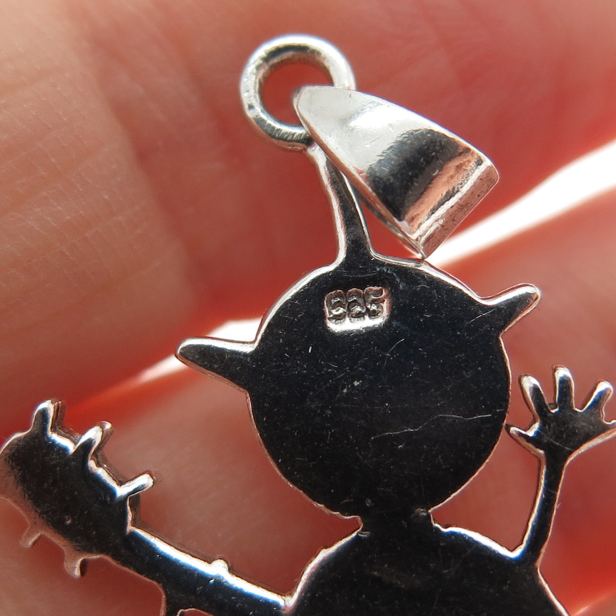 925 Sterling Silver Vintage Enamel Snowman Guitar Musician Charm Pendant