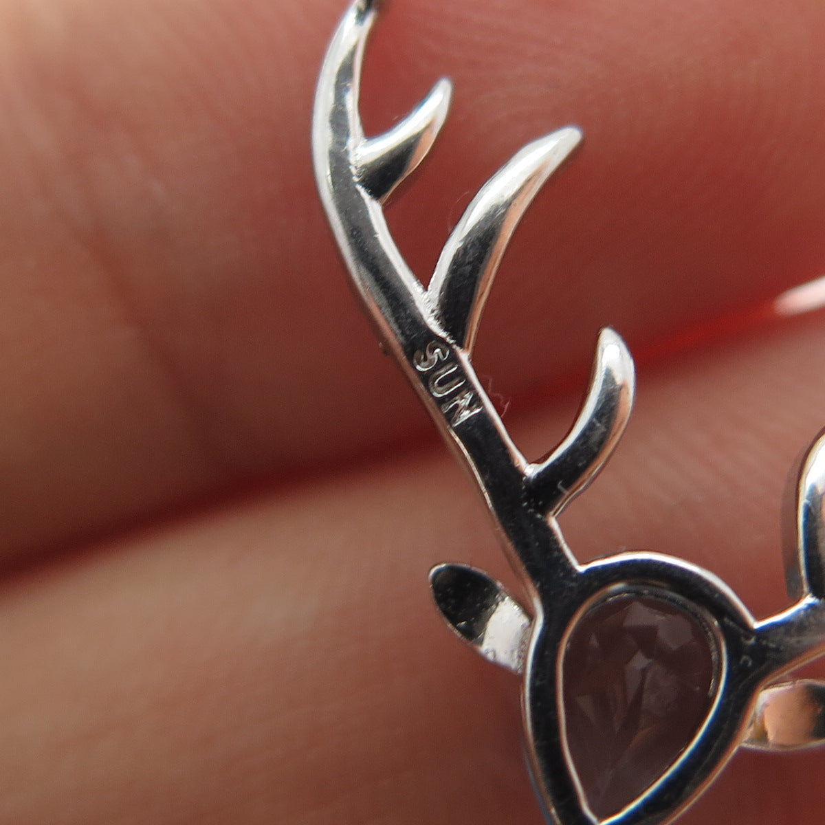 SUN 925 Sterling Silver Real Diamond & Blue Topaz Deer Slide Centerpiece Pendant