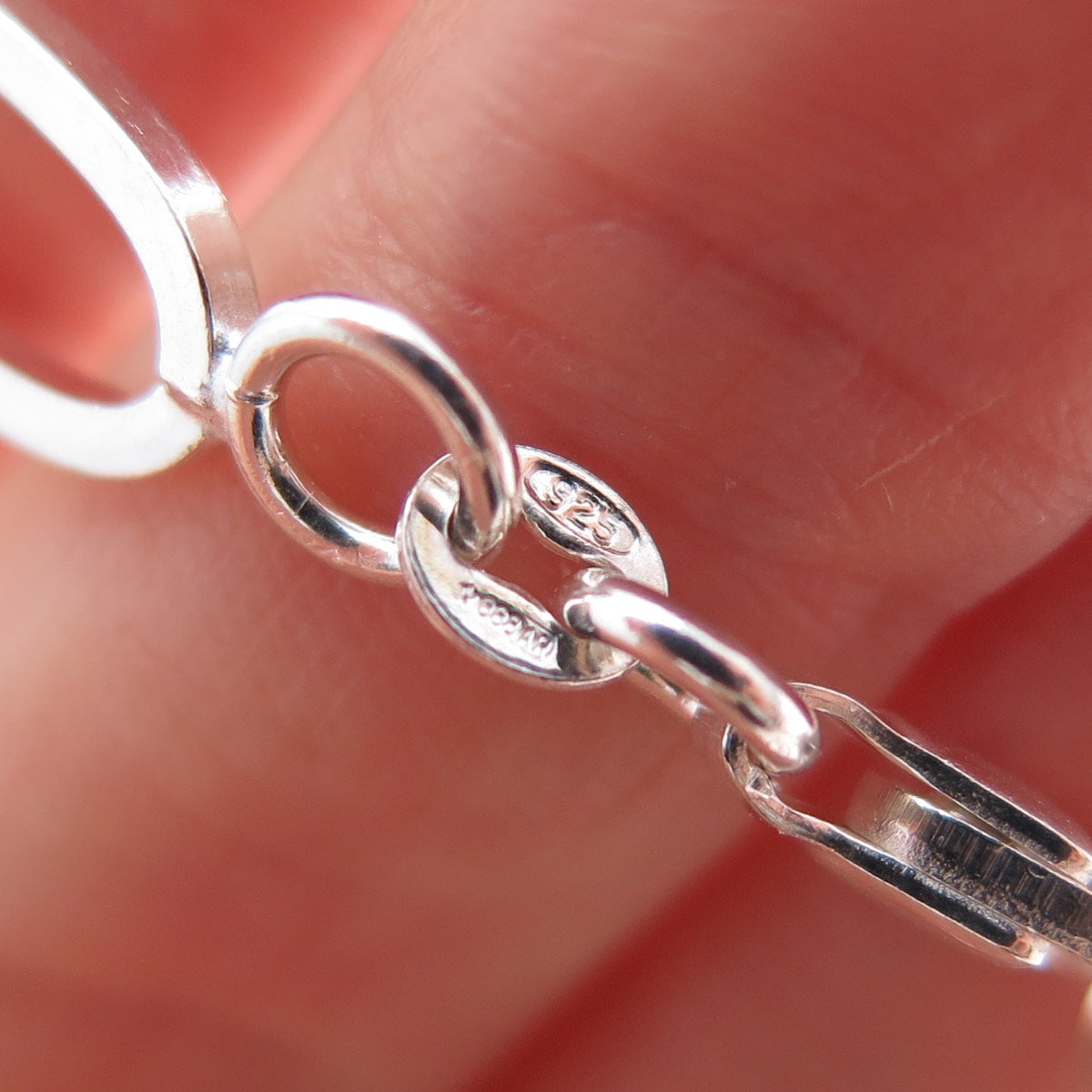 925 Sterling Vintage Italy Black Onyx Modernist Paperclip Chain Necklace 24"