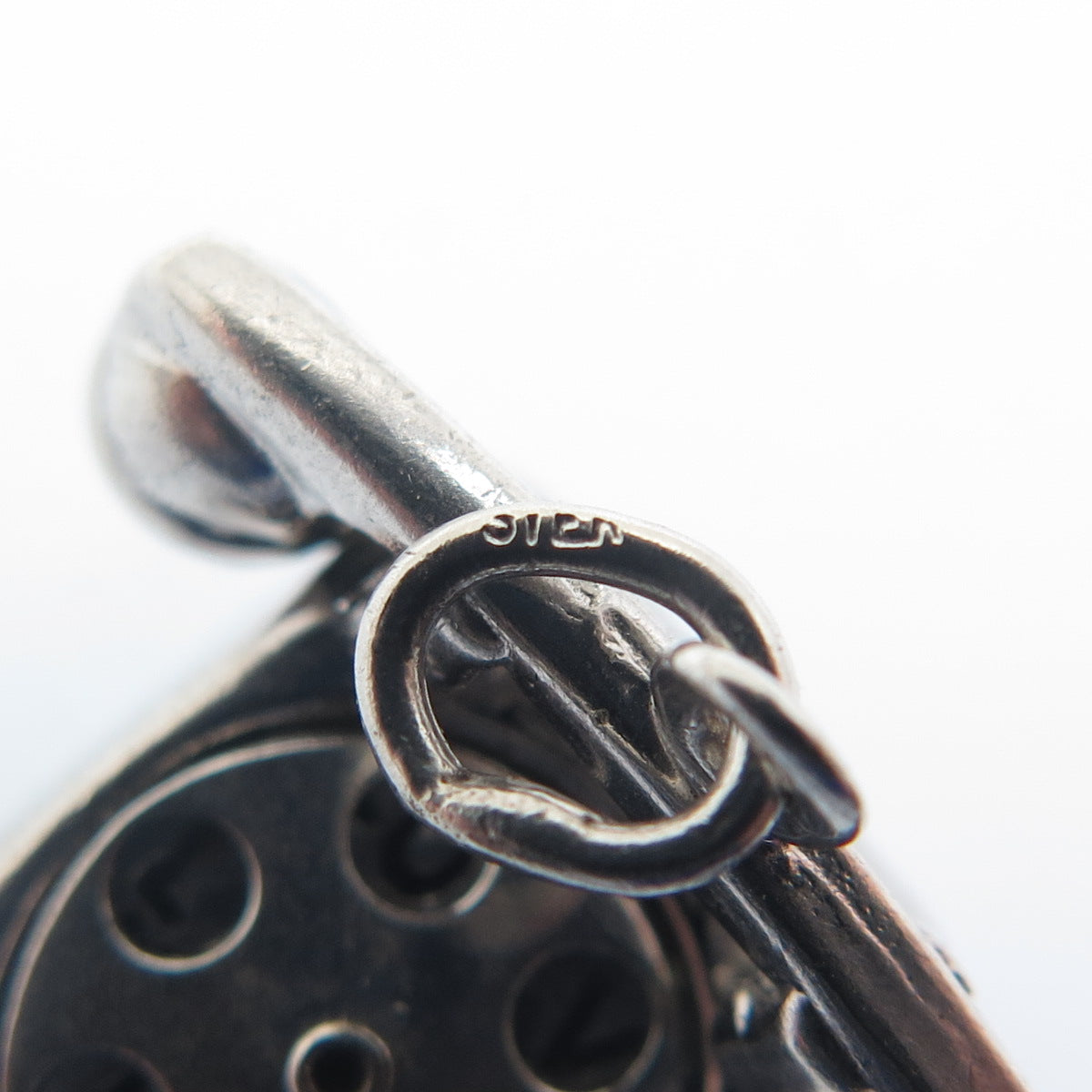 925 Sterling Silver Antique Hello Rotary Dial Retro Phone Minimalist 3D Pendant