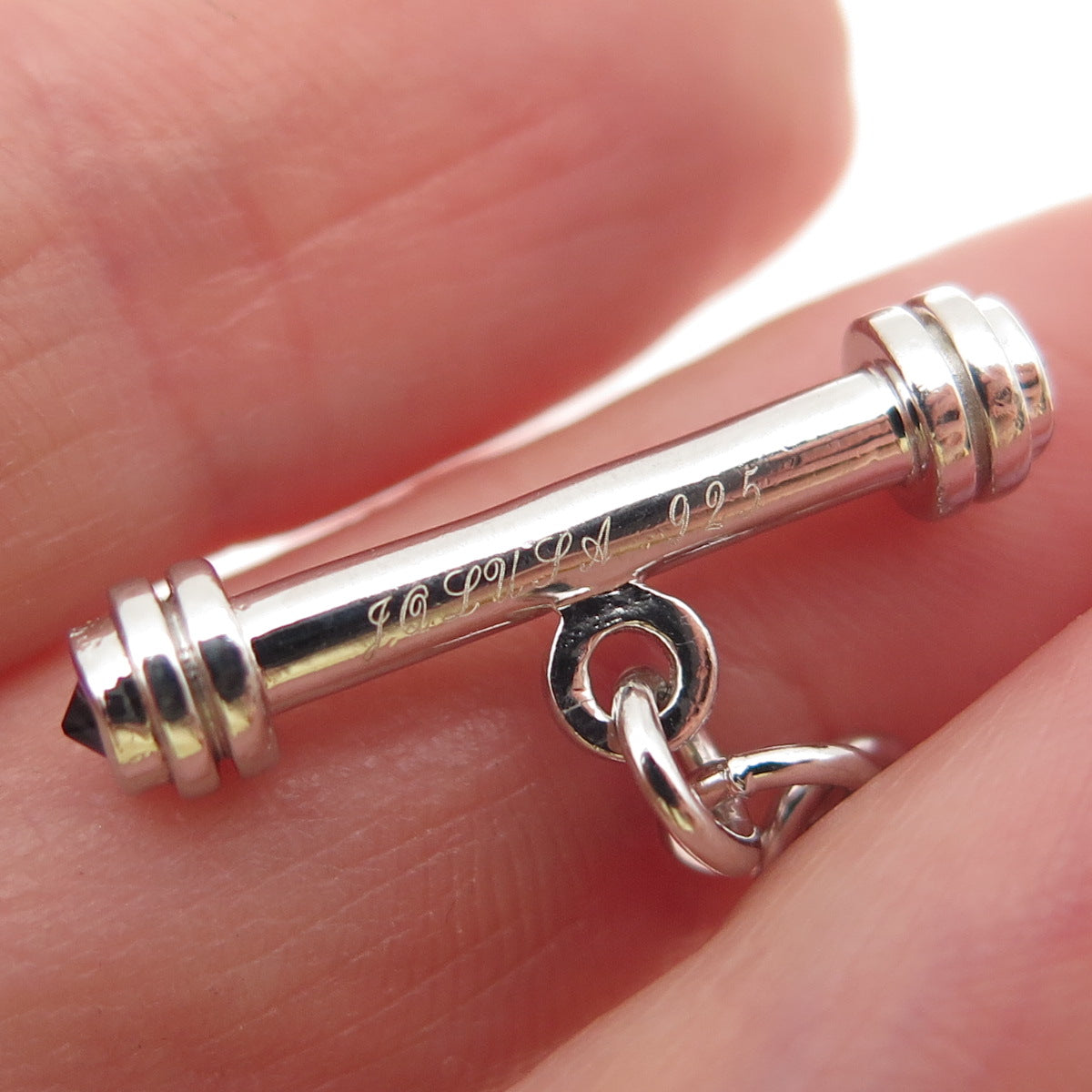 JOLUSA 925 Sterling Silver Real Sapphire Anchor Beaded Chain Necklace 24"