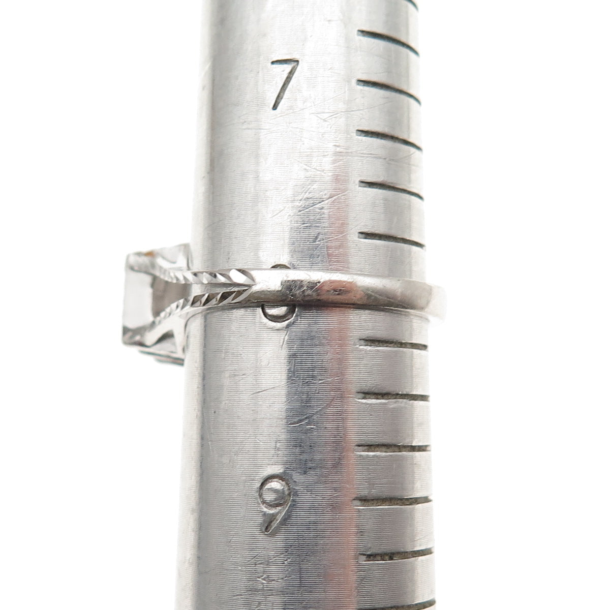 DEE BERKLE 925 Sterling Silver Princess-Cut C Z Engagement Ring Size 8