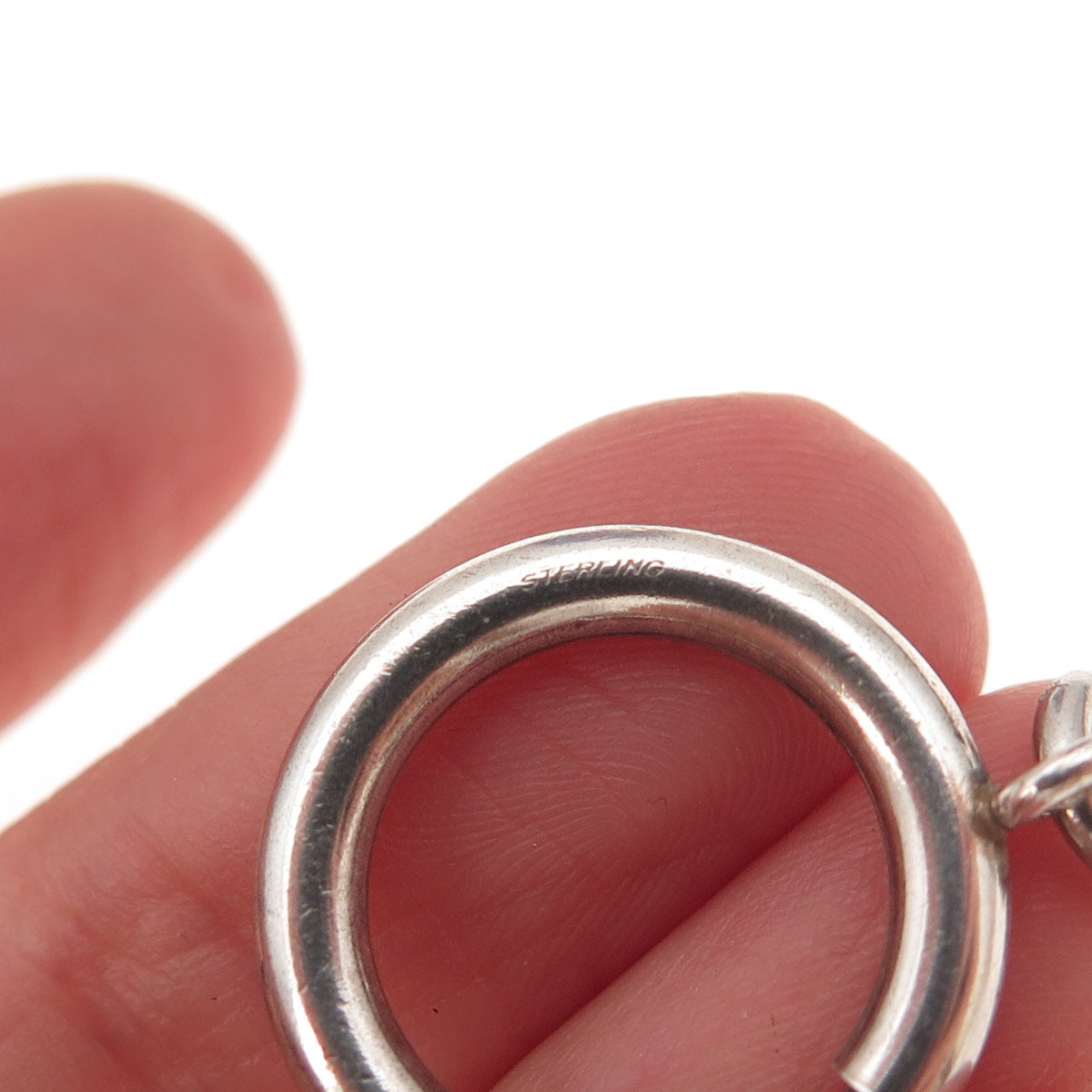 925 Sterling Silver Antique Art Deco Bracelet / Necklace Spring Ring Lock Clasp