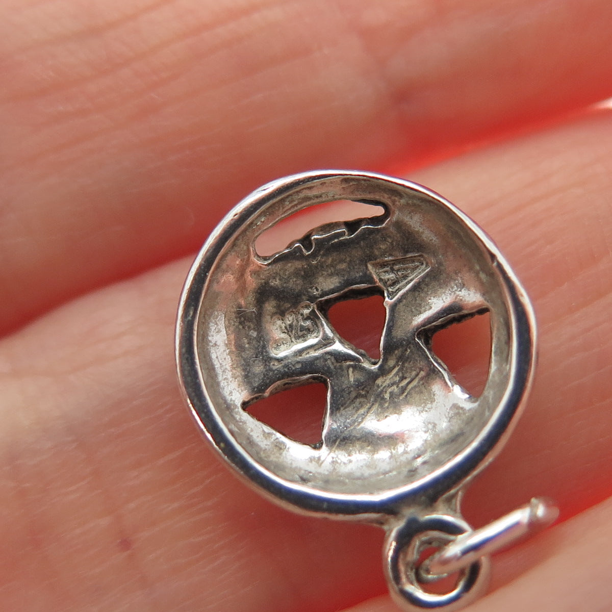 925 Sterling Silver Vintage Halloween Pumpkin Mask Minimalist Charm Pendant