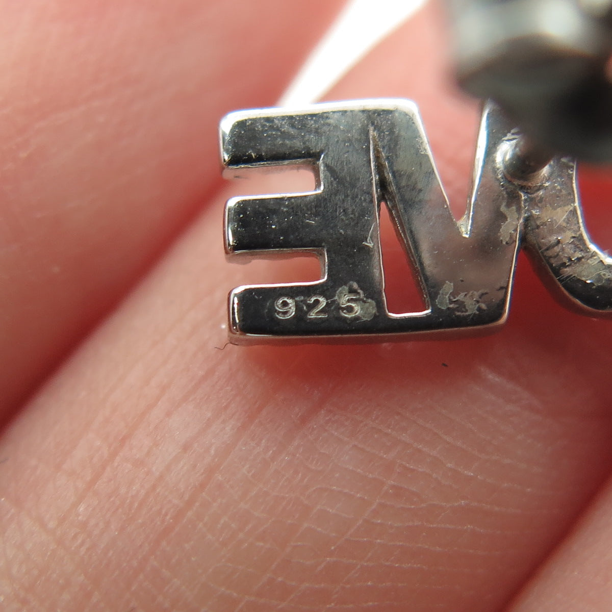 925 Sterling Silver Round-Cut C Z "LOVE" Stud Earrings