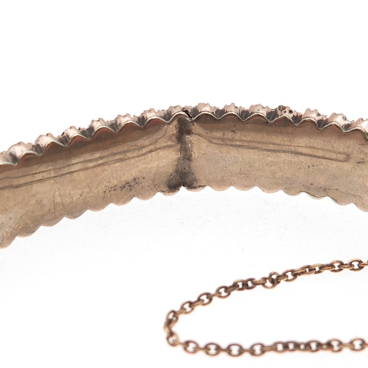 925 Sterling GF Antique Art Deco Bohemian Garnet Bracelet 7" (missing 1 stone)