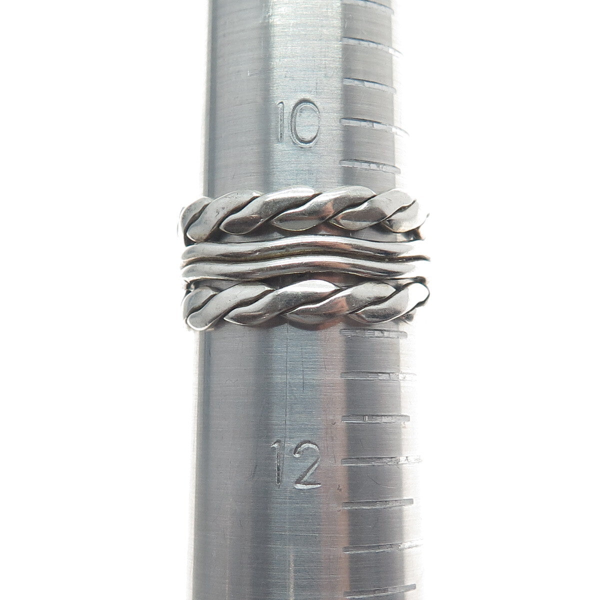 925 Sterling Silver Vintage Mexico Twisted Rope Multi-Row Band Ring Size 11.25