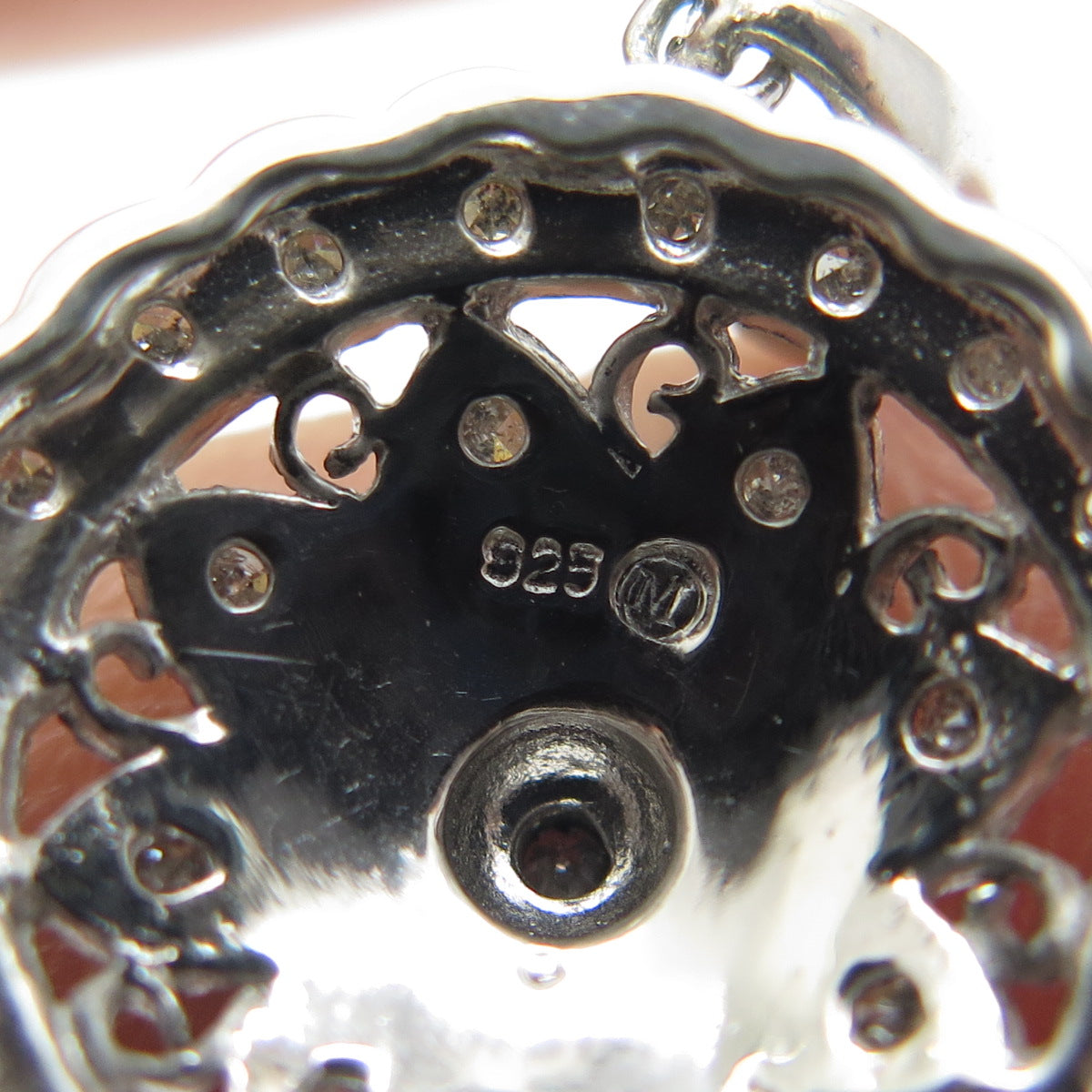 925 Sterling Silver Real Round-Cut Diamond Flower Blossom Pendant