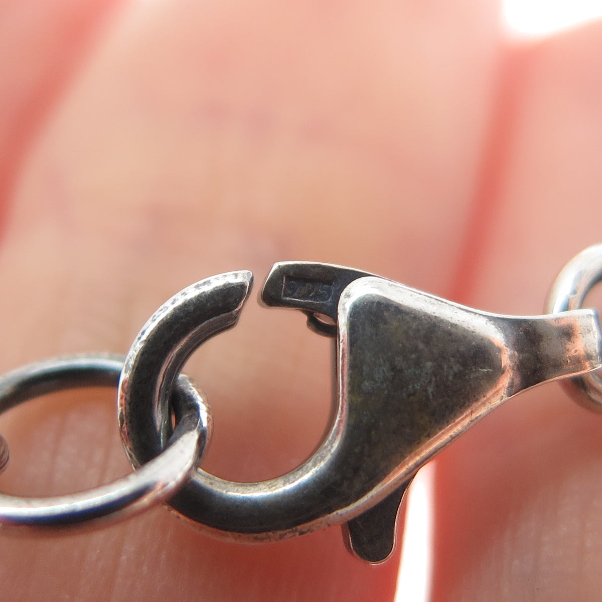 925 Sterling Silver Vintage Modernist Beads Oxidized Chain Necklace 18-20"